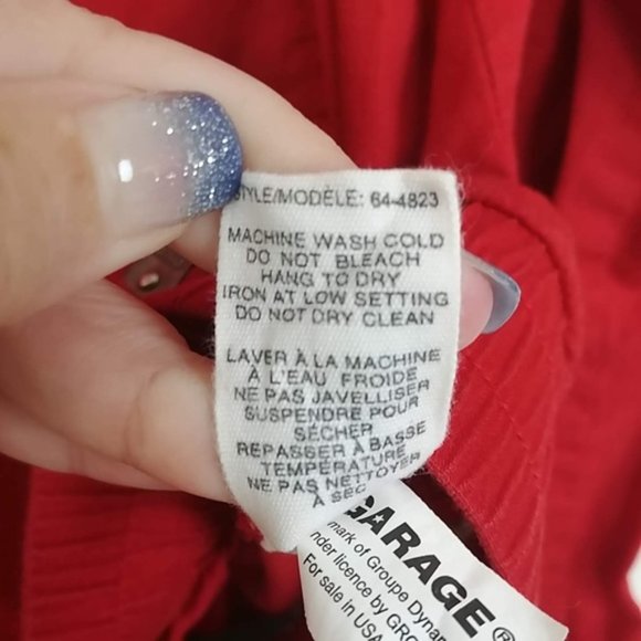 Garage Cotton Zip-Out Hoodie Jacket Red L #3753 - Picture 7 of 7